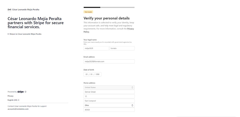 open stripe account step three verify personal details - 1