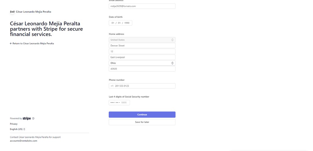 open stripe account step three verify personal details - 2
