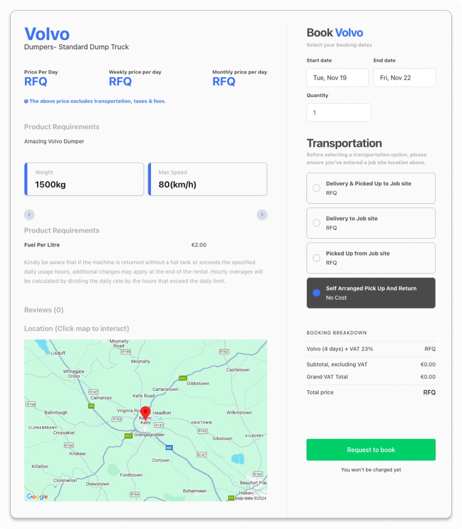 user requests a quote
