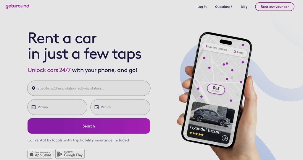 getaround p2p car share example