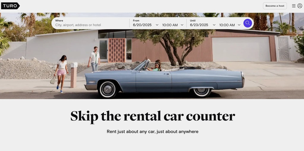 turo p2p car share example