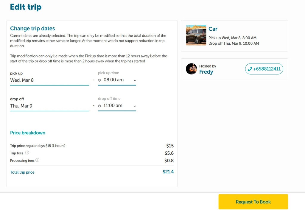 flexible booking management in a car rental booking system